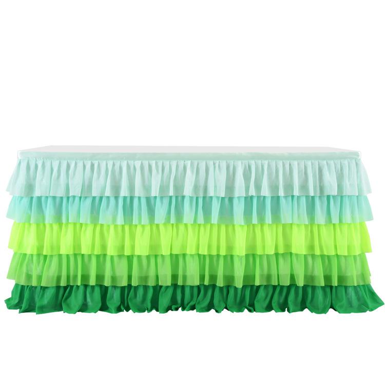 Surround Deco  Mariage Chiffon Table Skirt Birthday Party Tutu Gauze Table Skirt Wedding Decoration Pleated Blocked Table