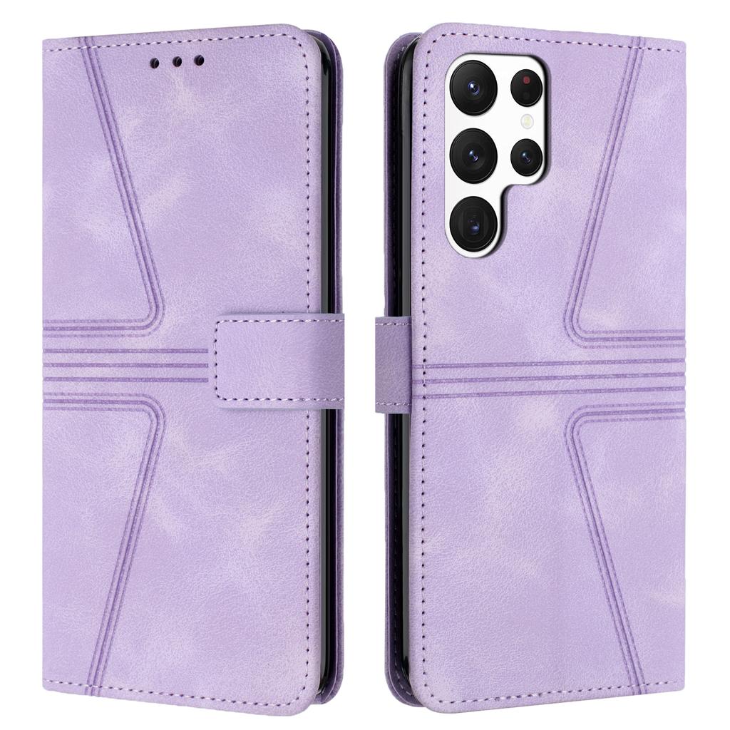 For Samsung Galaxy S26 Ultra Case Triangle Imprinted Anti-Scratch PU Leather Phone Wallet Cover