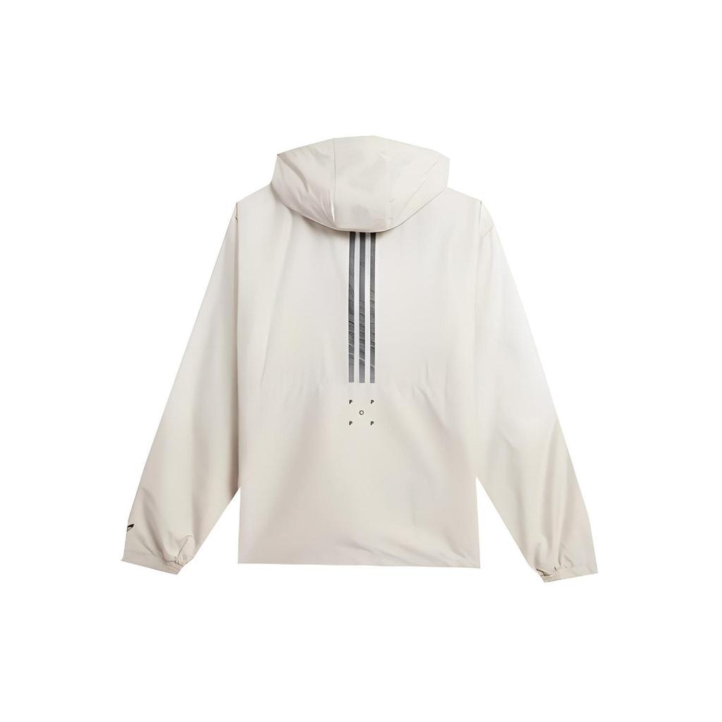 Adidas Originals X Pop Trading Company SS23 Logo Print Hooded Sports Jacket with Half Zip Unisex Outerwear Light-Brown HN9134