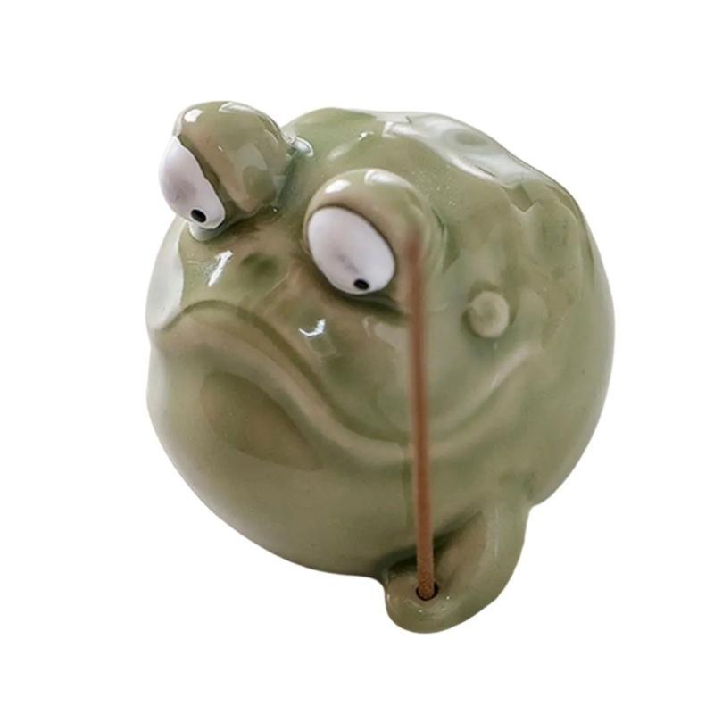 Large Eye Frogs Incenses Holder Ceramics Animal Miniature Statue Incenses Burners for Living Room or Bedroom