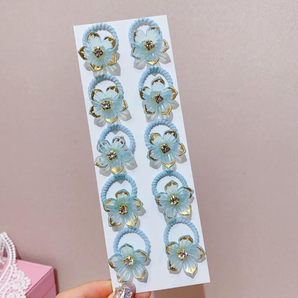 

Rhinestone Decor Elastic Hair Bands Durable Cute Design Girls Hair Ties Flower Design Non-Slip Braiding Hair Ropes зелений