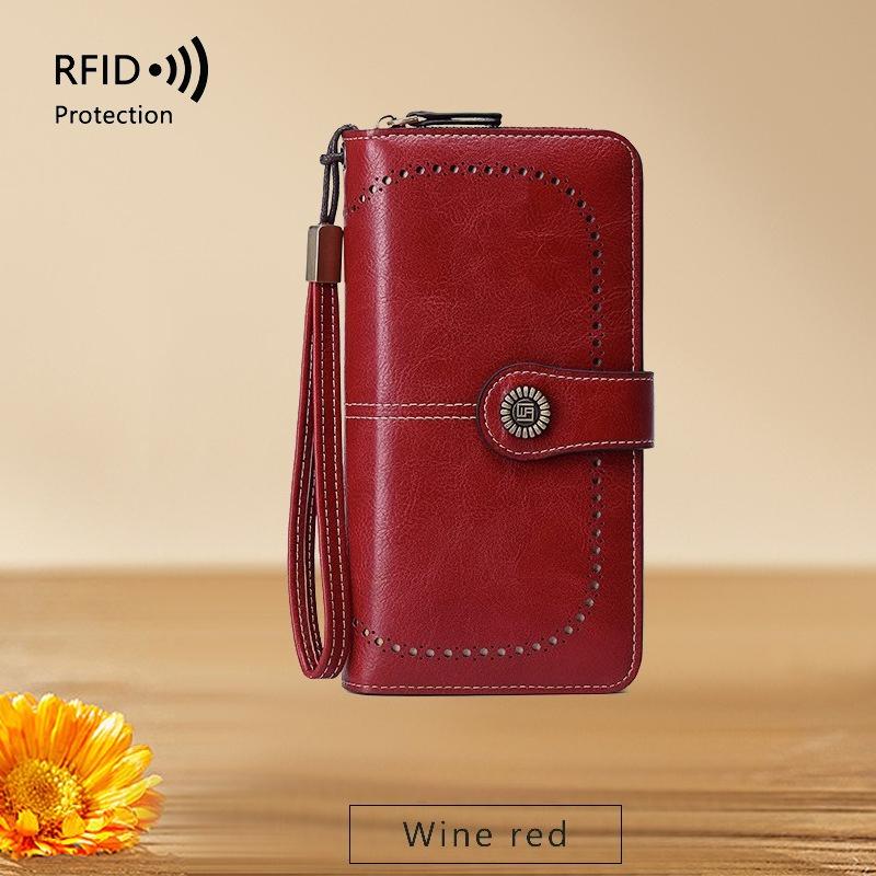 1Pc High Quality Women Wallet RFID Anti-theft Leather Wallets for Woman Long Zipper Large Ladies Clutch Bag Female Purse Card Holder
