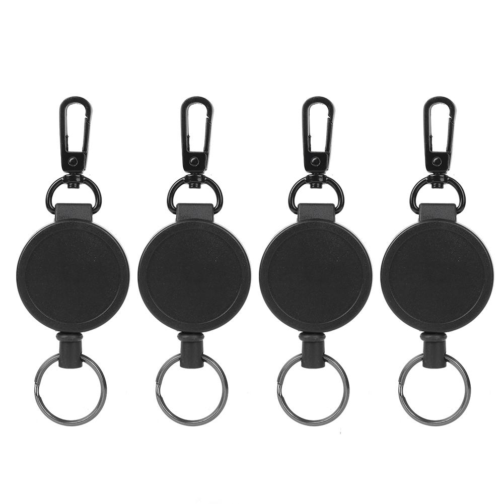 4pcs Telescopic Keychain AntiTheft Retractable Key Ring High Resilience Wire Rope Carabiner for