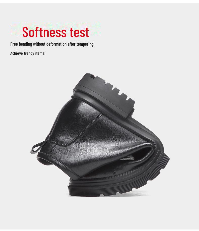 Pánské retro kožené Chelsea boty v římském stylu s bočním zipem - Zimní plus sametové teplé společenské módní.