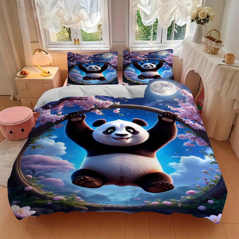Set Biancheria da Letto Kung Fu Panda 3 Pezzi - Include Una Copripiumino e Due Federe (Nessun nucleo) - Decorazioni per la Casa, Regalo per Festival, Tessuto in Poliestere, Anime