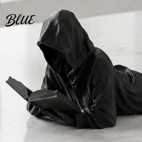 Reader Collectible Decor Black Robe Figurine 3D Printed Faceless Reading Man Modern Figurine Statue Lying Bookworm Sculpture for Home Office