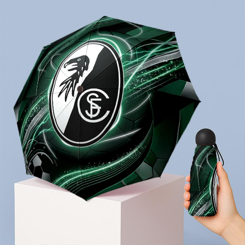 SC Freiburg FC Mini 5 Fold Pocket Umbrella Compact Lightweight Anti UV Rain Sun Protection Umbrella Portable Travel Umbrella