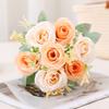 7 Köpfe 32cm Künstliche Eukalyptus Rose Rosa Blumengesteck Blumenstrauß Brautsträuße Kunstblumen Partyzubehör