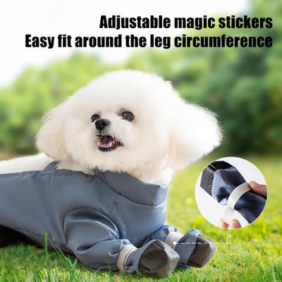 Dog Snowsuit with Attached Boots Non-Slip Puppies Suspender Booties Waterproof Dog Snow Suit with Boots for Small Dogs Paw Protection