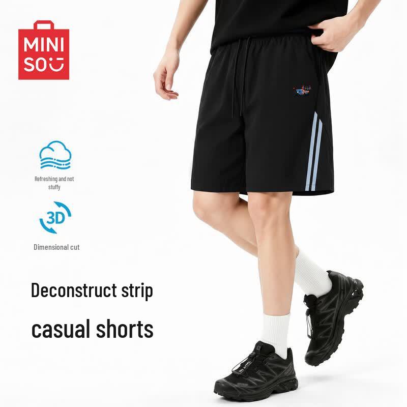 MINISO Men s Quick-Dry Color-Block Athletic Shorts XL