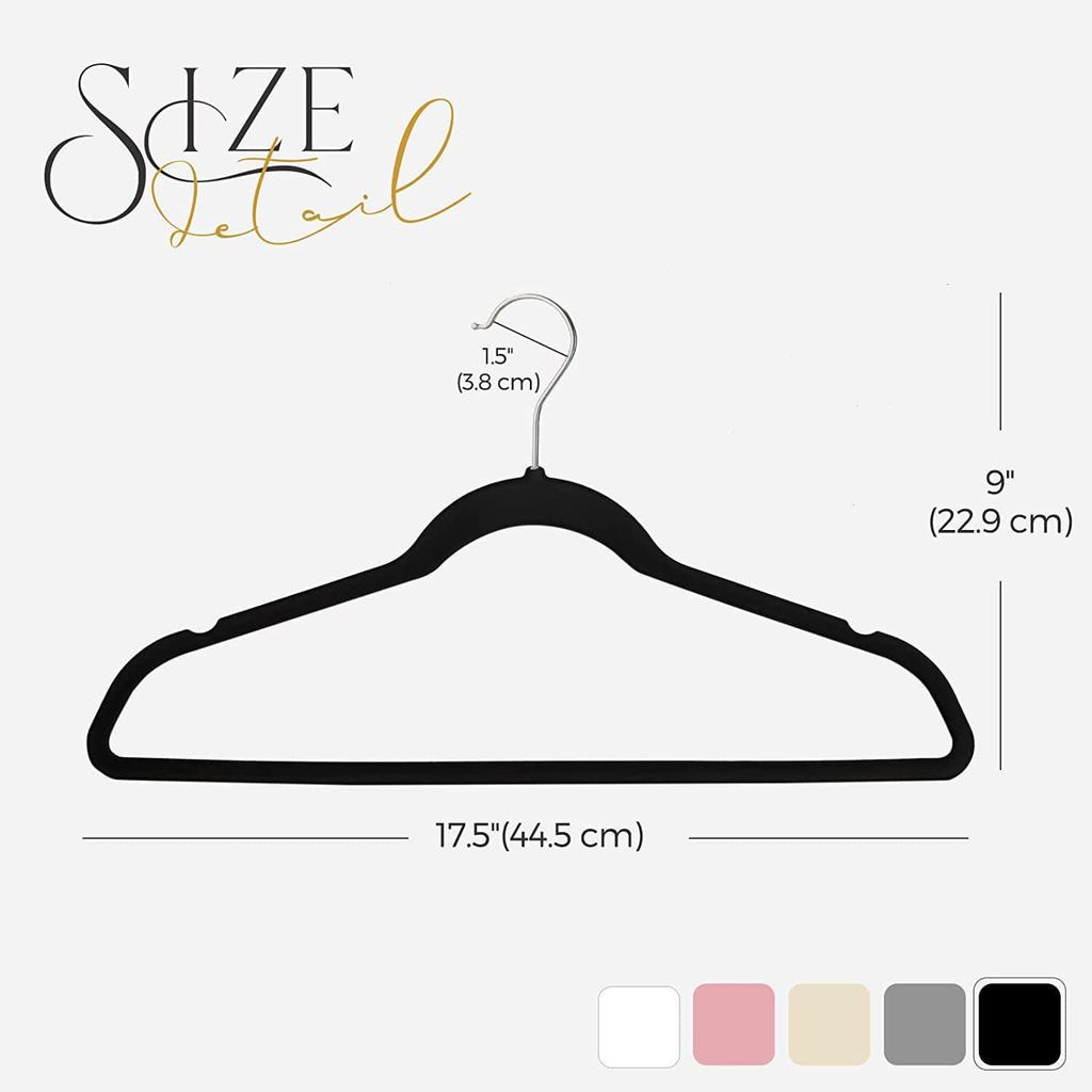 Black Flocked Non-Slip Multi-Functional Anti-Wrinkle Adult Clothes Hanger