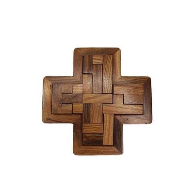 17.78 Cm Wood Puzzle 3D Puzzle Wood, Brain Teaser Puzzles for Adults Wooden Toys and 3D Brain Teasers Educational Games Plus Sign Shape
