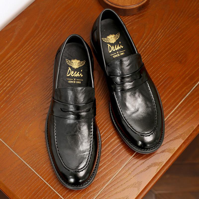 Desai Business Casual Leather Shoes First Layer Cowhide Breathable Soft Sole One Pedal Loafers Men'S Shoes