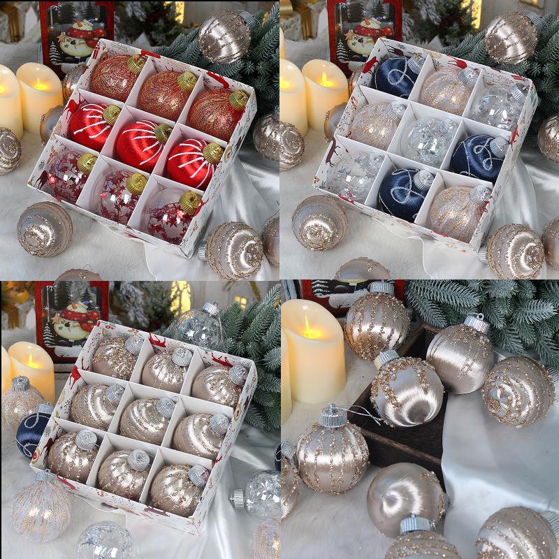 Hand-Painted Christmas Ball Ornament Set – Decorative Thread Balls for Holiday Decor