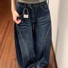 Samtige Dicke Amerikanische Retro Gebogene Jeans für Damen - Hoher Bund, Weiter Bein, Herbst-Winter 2025 Kollektion