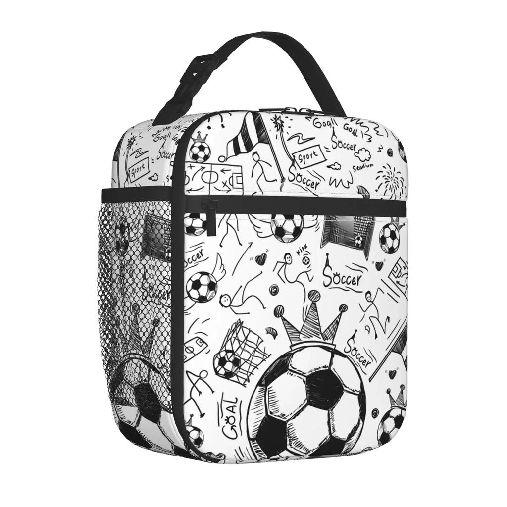 Borsa Pranzo Sportiva con Pallone da Calcio per Ragazzi Ragazze Scatola Pranzo Riutilizzabile Borse Pasto Termiche Borsa Pranzo Portatile per Scuola Viaggio Picnic
