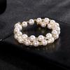 Multi-layer Pearl & Rhinestone Elastic Bracelet - Bridal Open Wrap Design