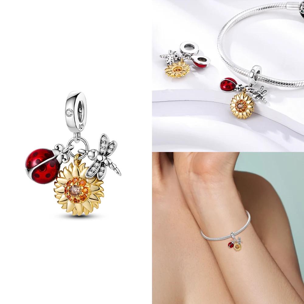 New Charms Bead Copper Pink Butterfly Luminous Firefly Dangle Fit Bangle Bracelet Necklace Diy Jewelry Women Gift