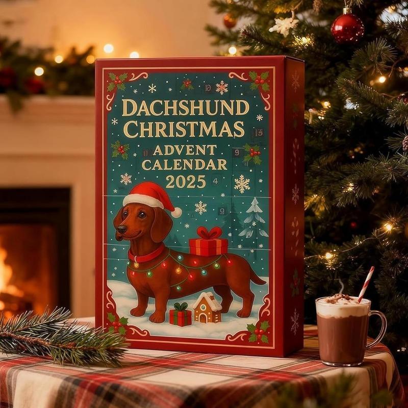 Dachshund Christmas Advent Calendar 2025, 24 Days Christmas Countdown Calendar, 2D Acrylic Cute Dachshund Holiday Tree Décor, for Dog Lovers