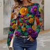 Womens Long Sleeve Crew Neck T-Shirt With 3D Flamingo Print Soft Milk Silk Fabric Loose Fit Casual 2025