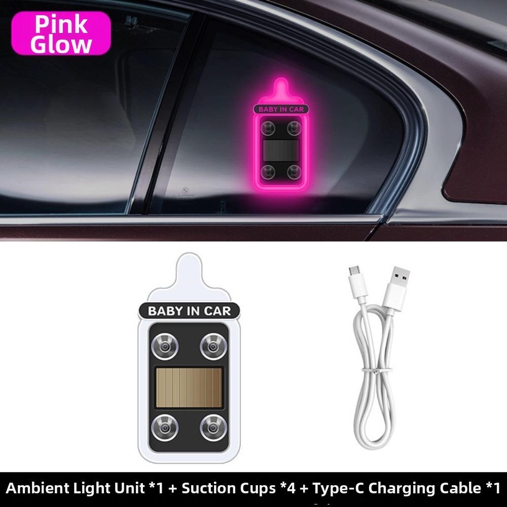 Solar Powered Car Neon Lights Suction Cup LED Ambient Light Car Neon Light  Front Rear Windows