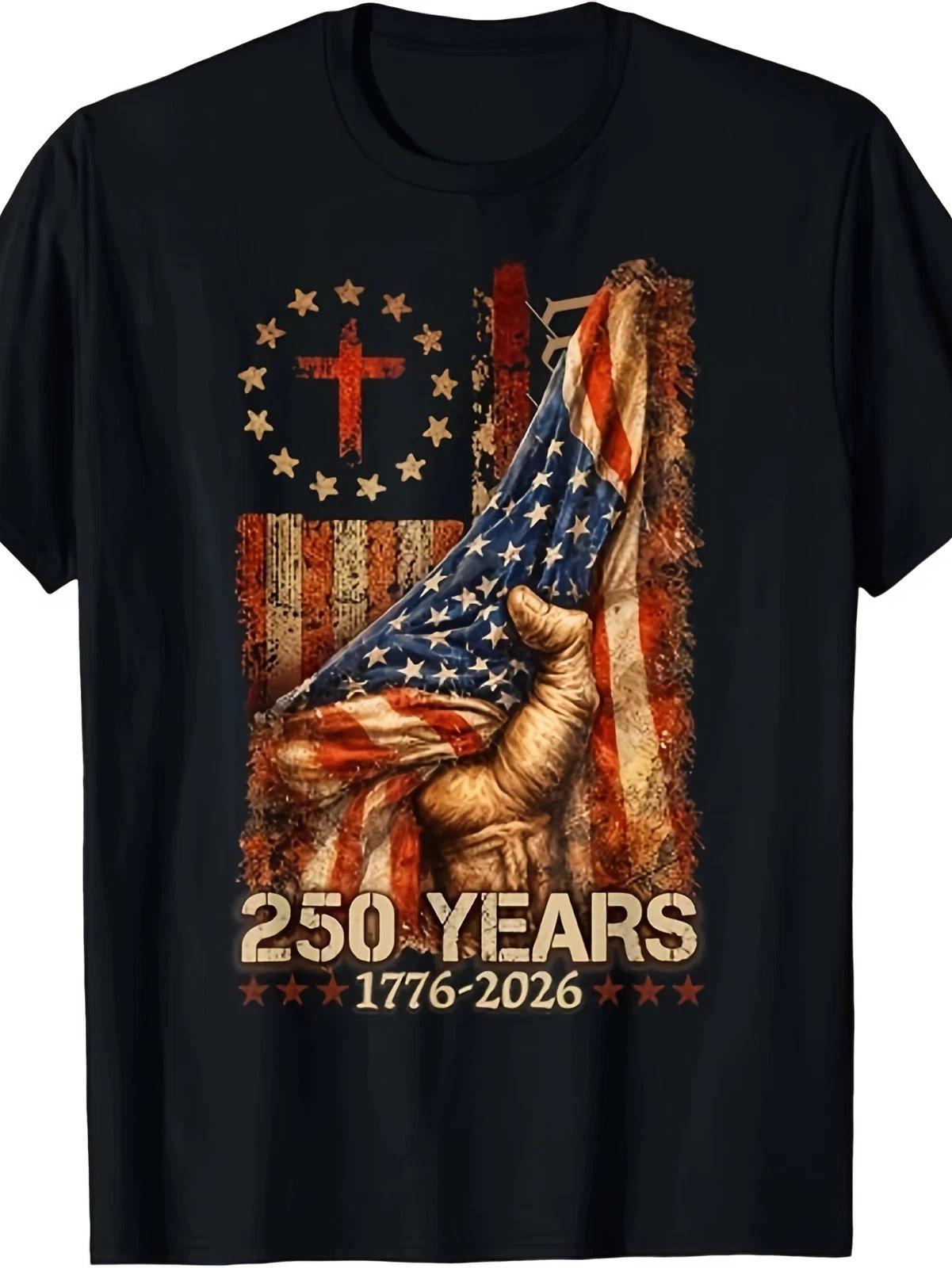 Retro USA 250 Years 1776-2026 Eagle Flag Patriotic Anniversary T- Shirt 2XL