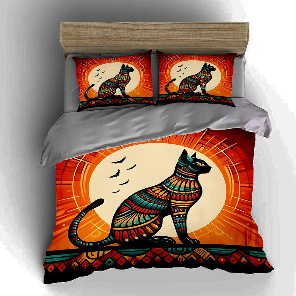 Stylized cat silhouette. Bedding Duvet cover sets Duvet covers Pillowcases gifts (1 * Duvet Cover 2 * Pillowcases, without duvet insert)