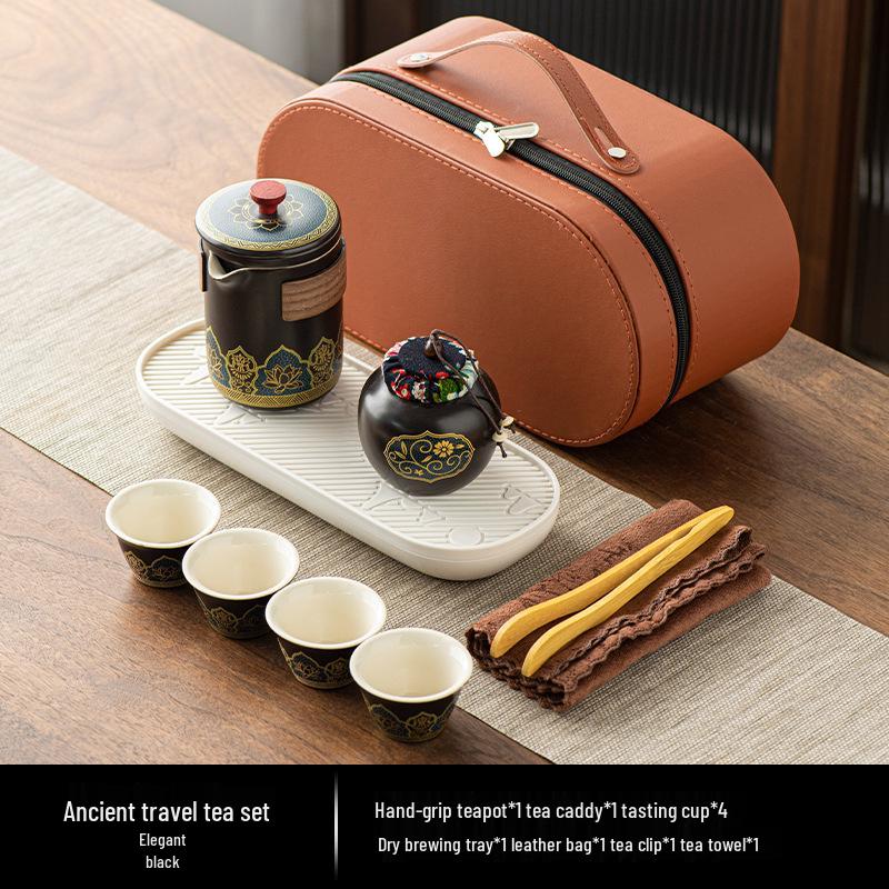 Portable Travel Kung Fu Tea Set: Outdoor Camping Quick Cup & Teapot for Business Gift