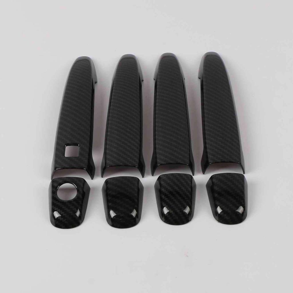 Carbon Fiber Pattern Door Handle Stickers for 2003-2008 Toyota WISH - Bright Black Door Bowl Decoration