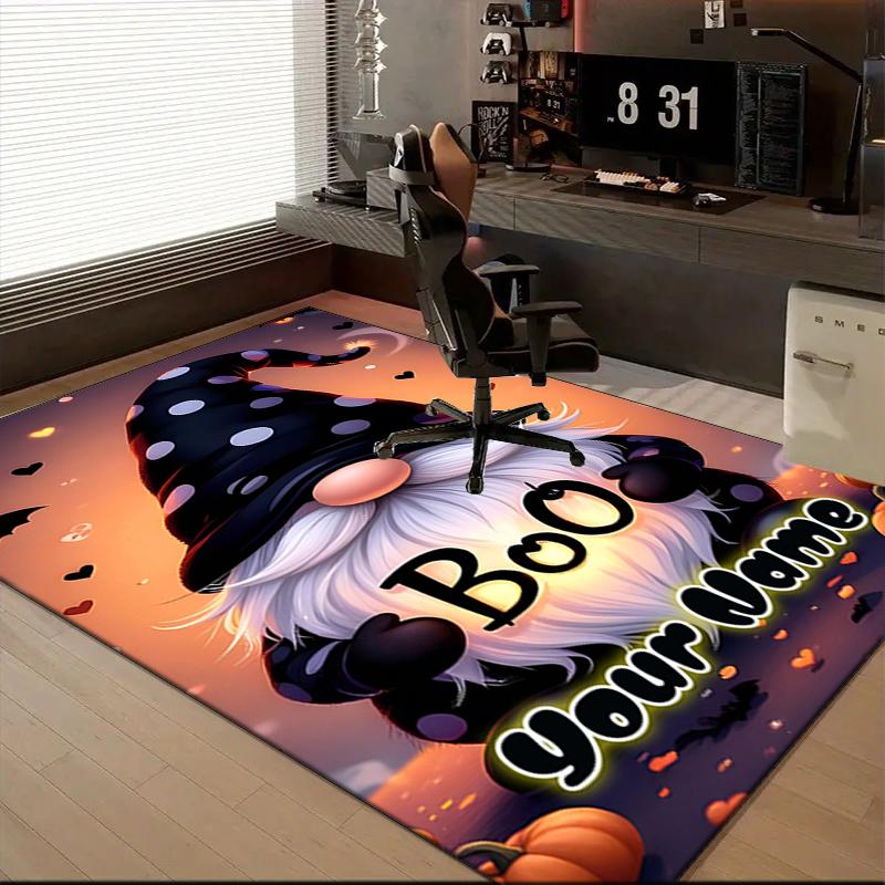 1PC Custom Name Halloween Gnome Boo Night Theme Floor Mat Ideal for Living Room, Game Rooms, Office, Bedroom,Floor Mat Playful Design252