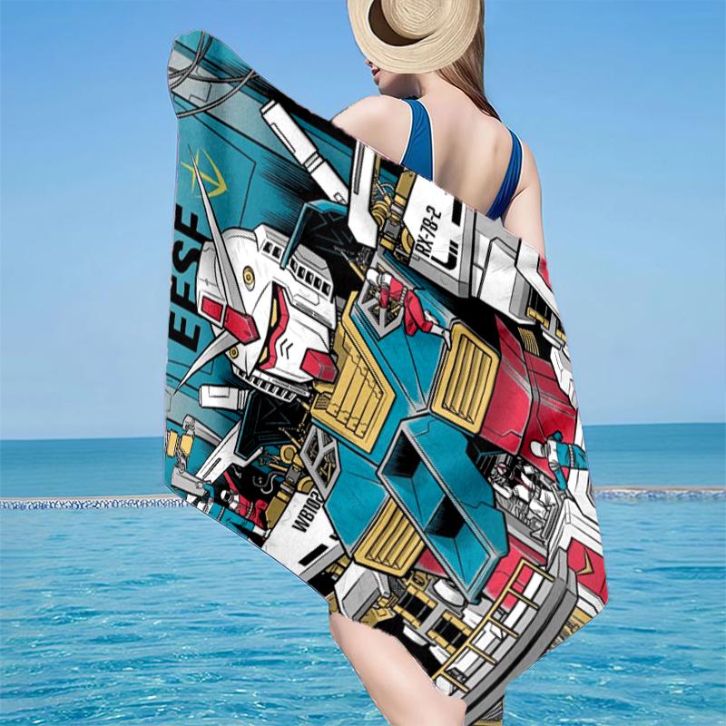 Mecha Armor Robotic Design Beach Towel, Super Soft Microfiber, Gift for Her/Him, Birthday, for Pool, Beach, Travel, Home Decor Fan gifts
