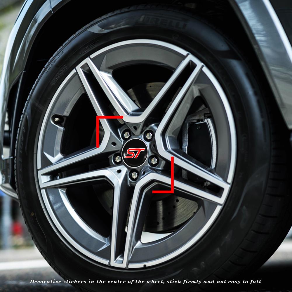 4pc 56MM Car Wheel Center Hub Caps sticker Tire Rim Covers stickers Auto Accessories For ST Fiesta Shelby Edge Kuga Mustang