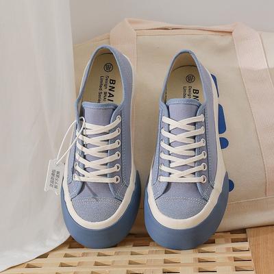 Damen Canvas Schuhe Gemischte Farben Mode Freizeitschuhe 2024 Street Trend Damen Schnürschuhe Flache Plateau Schuhe Sneakers Damen