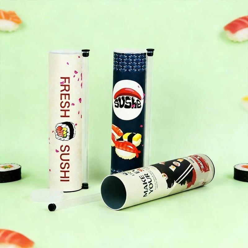 1Pcs Food Grade Sushi Mold Cone Push Up Paper Bucket Package Paper Box Round Sushi Push Box Wich Sauce Straw Bento Accessories