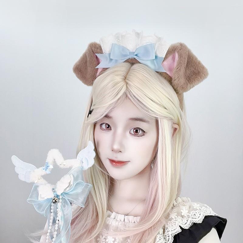 Sweet Kawaii Dog Ear Headband Lolita Outfit Cosplay Costume Accessory Plush Hairband In Multiple Colors