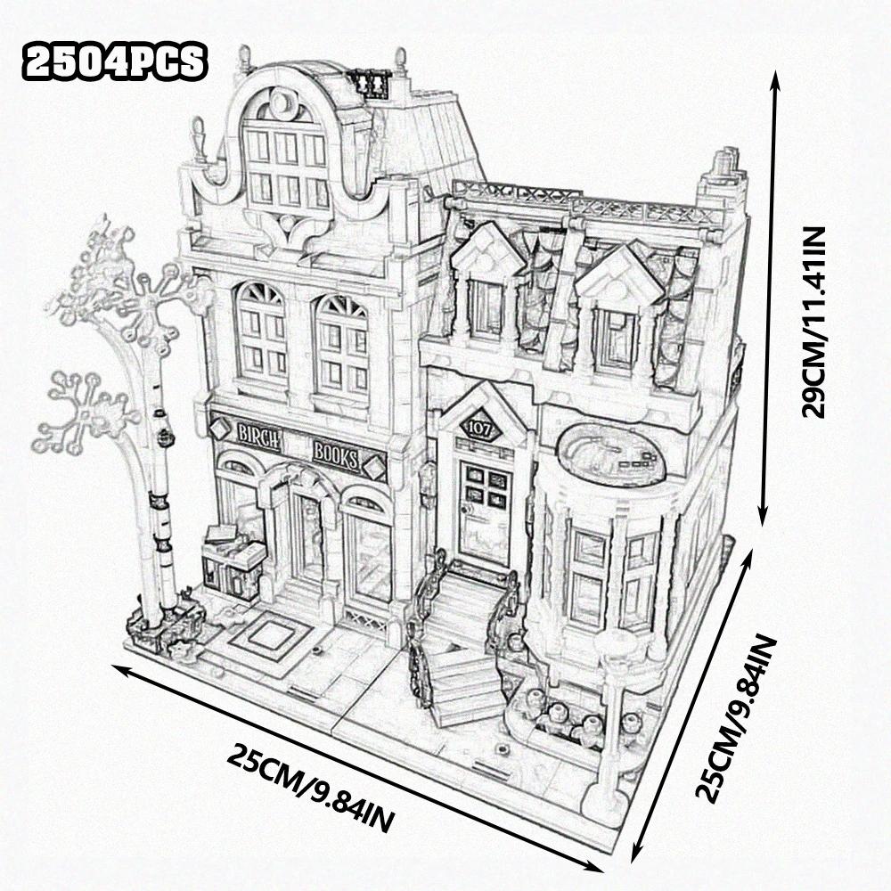 Town Hall Tudor Corner Brick Bank Cafe Corner Model Book shop Street View House Building Blocks Model Toys Jazz Club Pet Shop Dow
