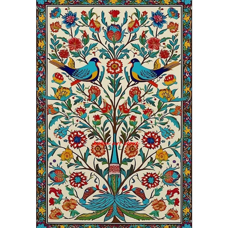 

Индийское народное искусство Цветочный узор Древо жизни Павлин Винтажный постер Холст Живопись Принт Настенная картина для гостиной Домашний декор 21cm×30cm NoFrame