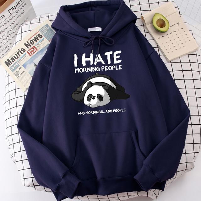 Lazy Panda I Hate Morning People Printed Hoodie Women's Casual Fashion Hoody Autumn Soft Sweatshirt Harajuku Warm Sportswear Men