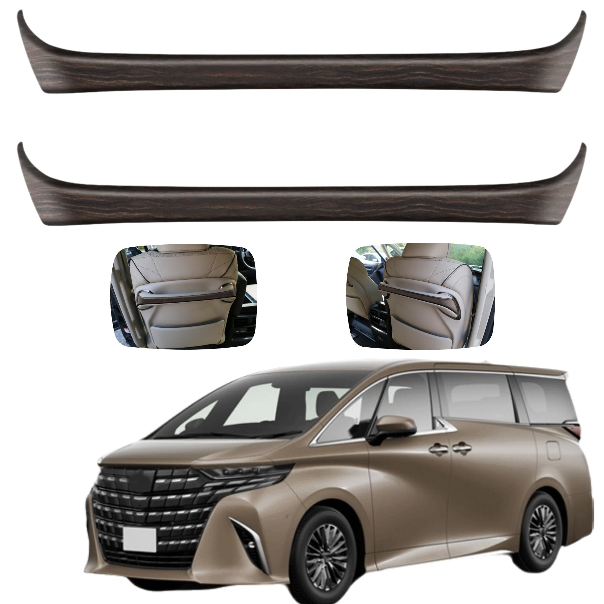

Glealcco Back Seat Handle Garnish for the New 40 Custom Interior Parts Trim/Cover Alphard/Vellfire Series, (Woodgrain Black)