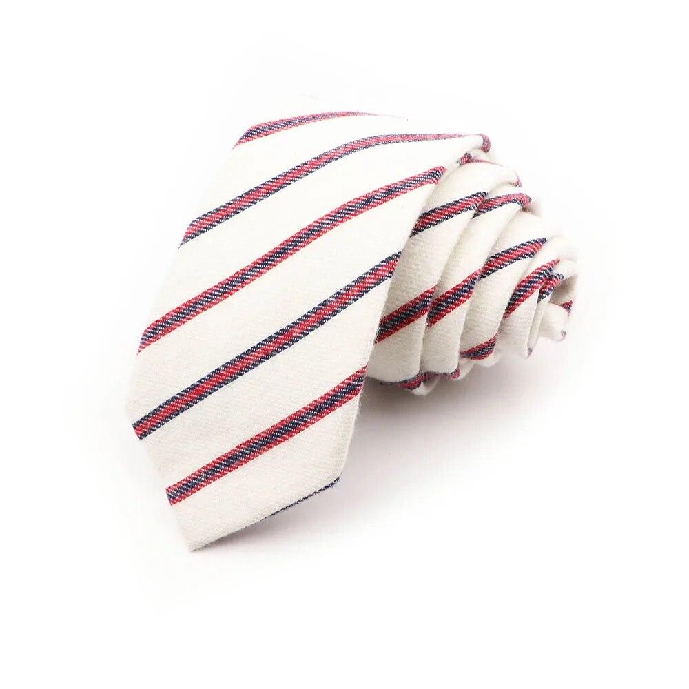 Men,Plaid, Cotton Ties, Orange, Green, Striped Necktie, Slim Casual Tie