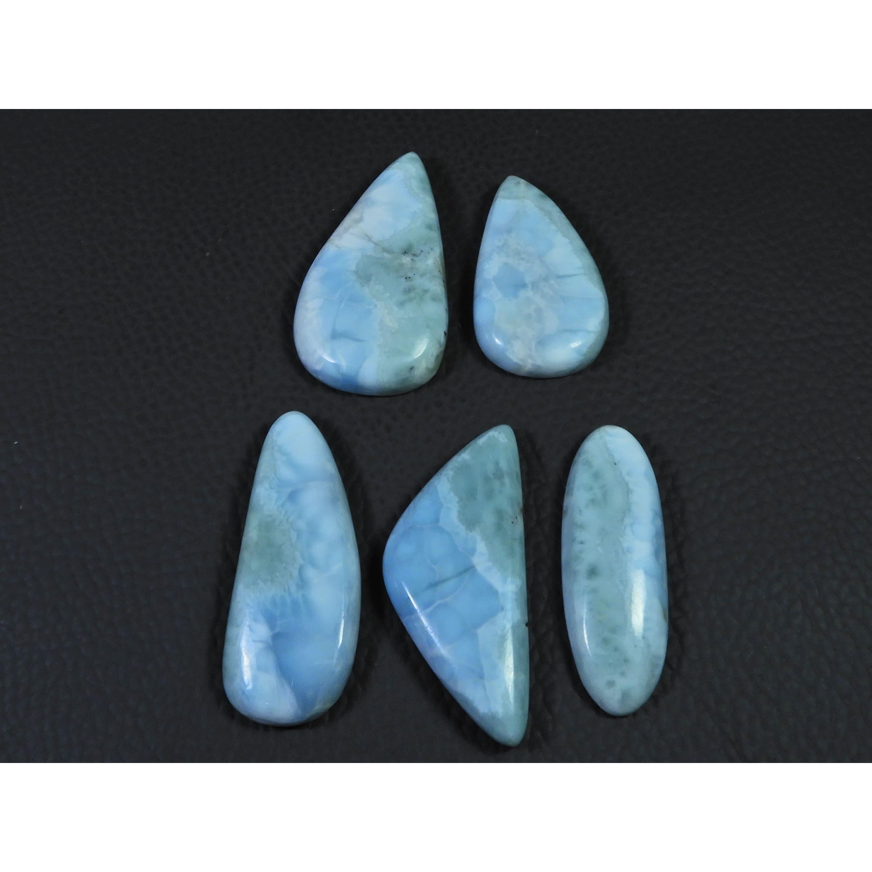 

180Cts. Natural Larimar Pectolite Fancy Cabochon Loose Gemstone 05 Pcs Lot C-822