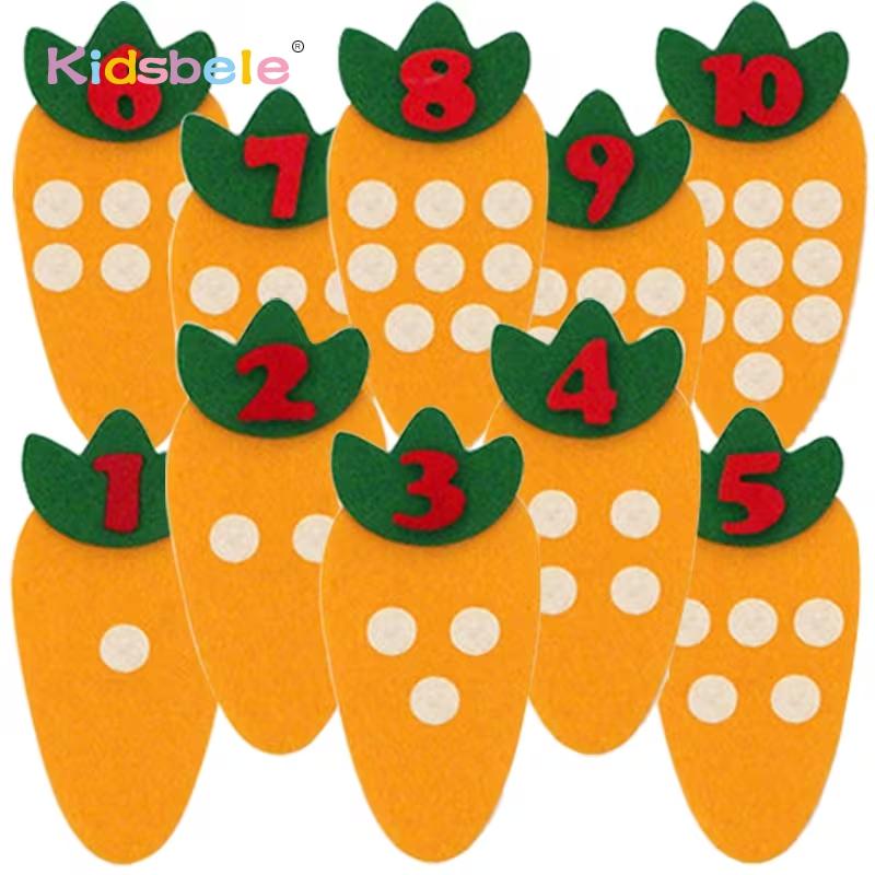 Montessori Carrot Number Diy Math Toy Montessori Handmade Felt Counting Game Learning Aid Puzzle Activity Materials For Toddlers