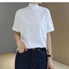 Women's Turtleneck Short Sleeve Tee Loose Fit Casual Basic Top Solid Color Summer Daily Wear
