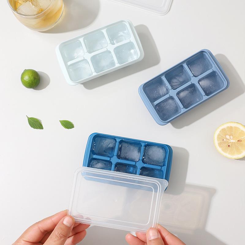 1 Paquete de Bandejas de Cubitos de Hielo de Silicona con Tapas Antiderrames, Fácil de Desmoldar, para Congelador, Whisky, Cócteles, Comida para Bebés y Bebidas - 6 Cubitos