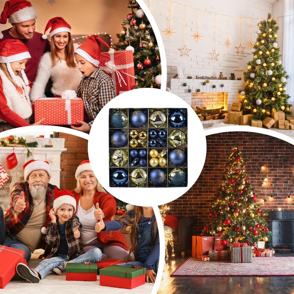 Christmas Ornaments Set 44 Pieces Christmas Tree Decoration Seasonal Decorations For Retail Store Photo Backdrop Party Home