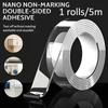 5m Nano Double Sided Tape, Strong Heavy Duty Waterproof Adhesive, No Residue Removable for Walls, Glass, Metal, Plastic Bonding