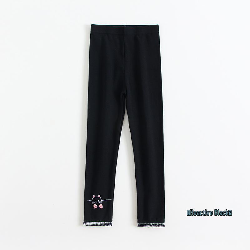 2022 Pure Cotton Cartoon Embroidered Girls' Leggings - Children's Spring/Fall Pants