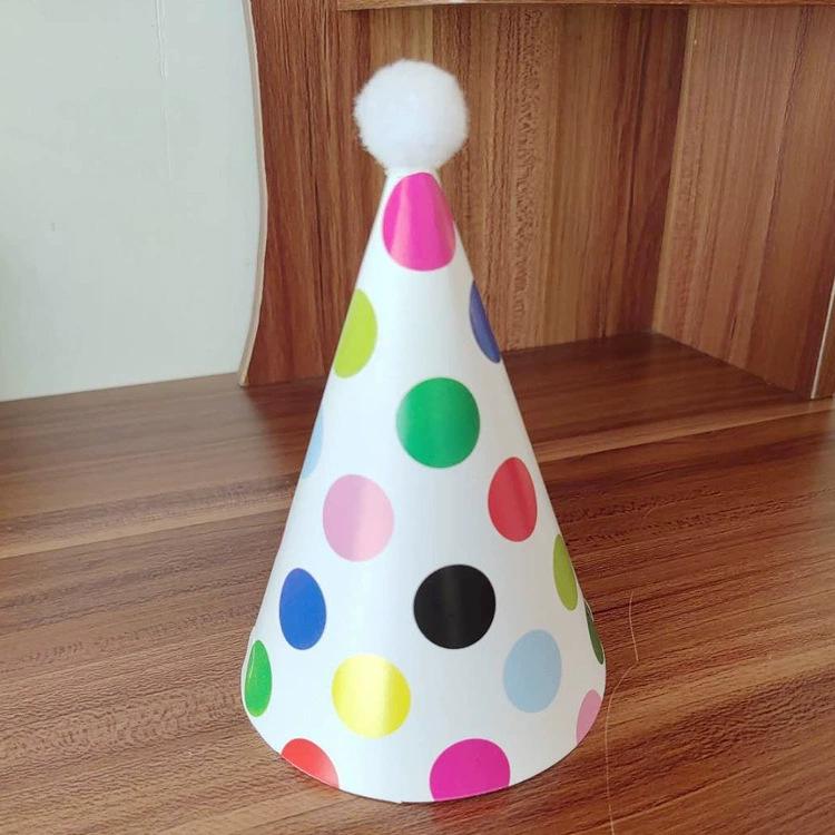 Children s Polka Dot Pom-pom Birthday Party Hat - Baby s First Birthday Crown & Photo Prop One Size