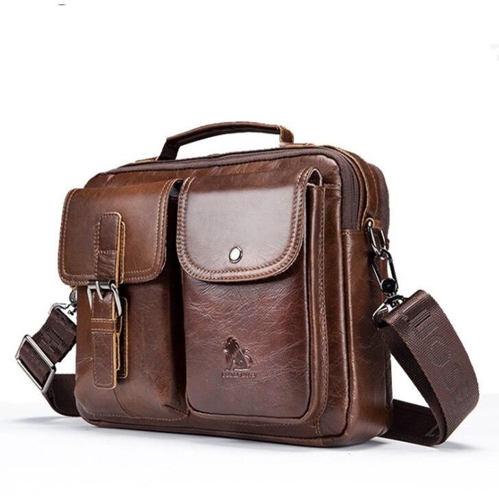 Quality Original Leather Design Male Shoulder Messenger Bag Cowhide Fashion Cross-body Bag Pad Tote Mochila Satchel Bag