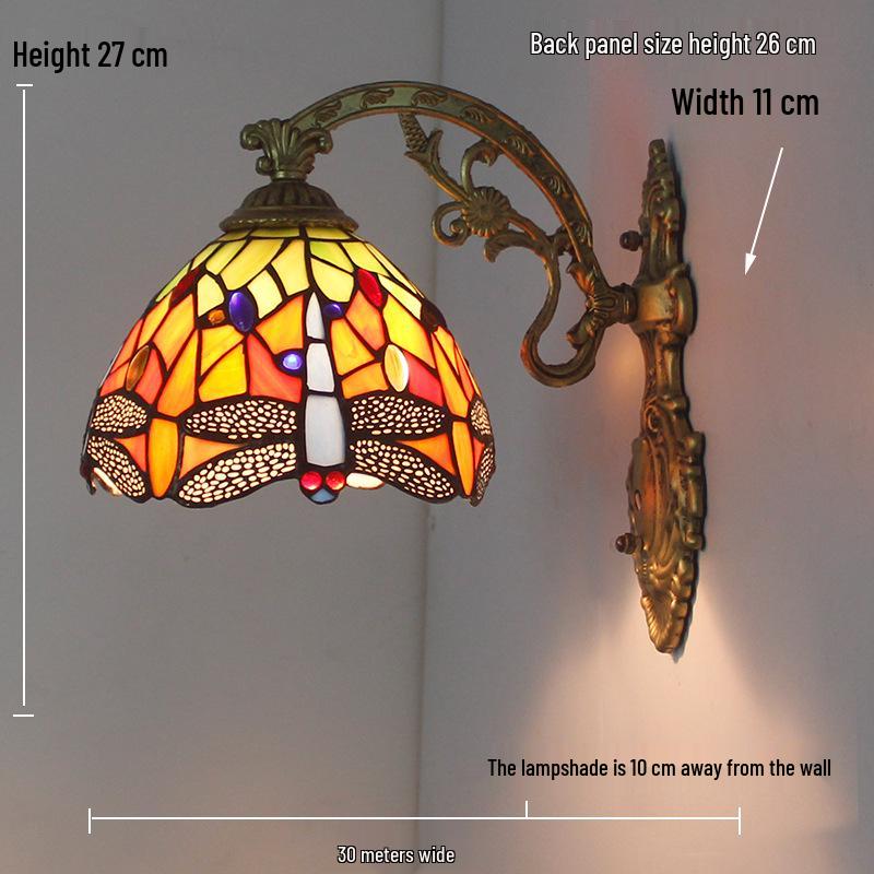 Retro European Tiffany-Style Wall Lamp for Bedroom, Hallway, or Bathroom Mirror